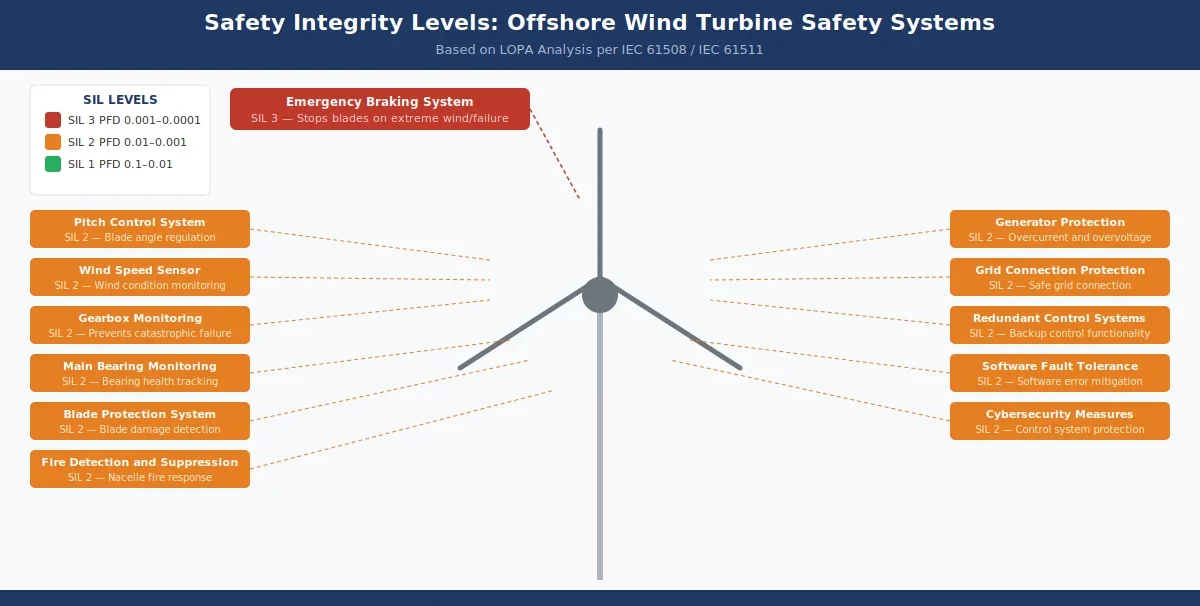 Safety systems from LOPA applied to wind turbine