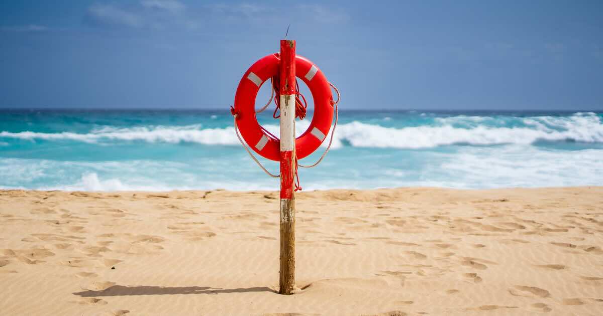 Lifebelt on beach